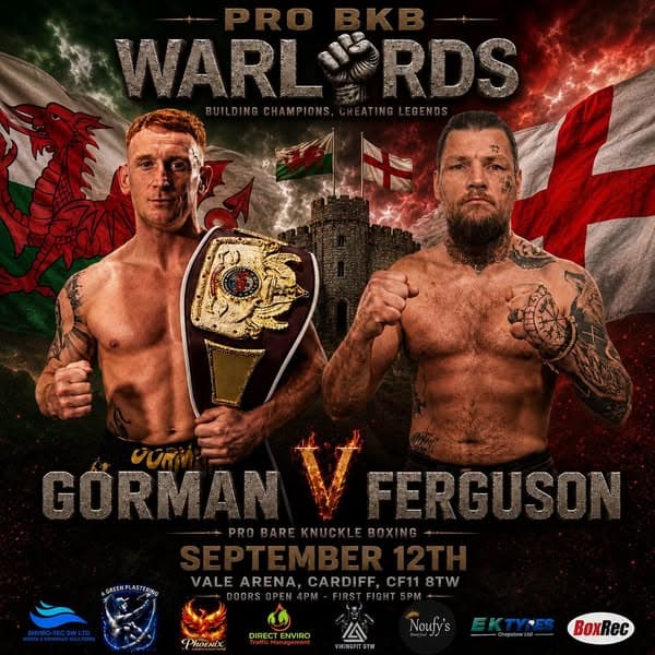 Warlords Pro BKB promotional poster for Gorman v Ferguson at Vale Arena, Cardiff
